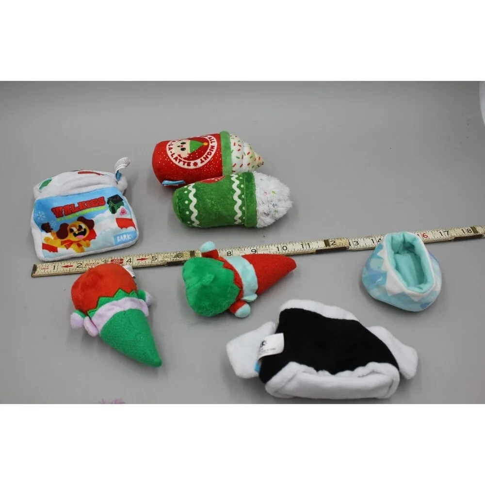 Bark Box Dog Toy Christmas Lot Of 7 Gnomes Candy Land  Coffee Lattes Shirt Small